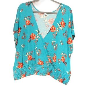 Nordstrom BP floral wrap top 2X